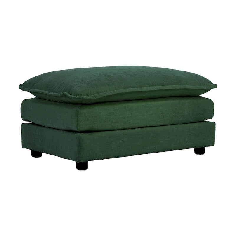 Canapé d'angle en U vert à 6 places avec 3 poufs et oreillers