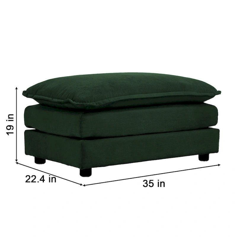 Canapé d'angle en U vert à 6 places avec 3 poufs et oreillers