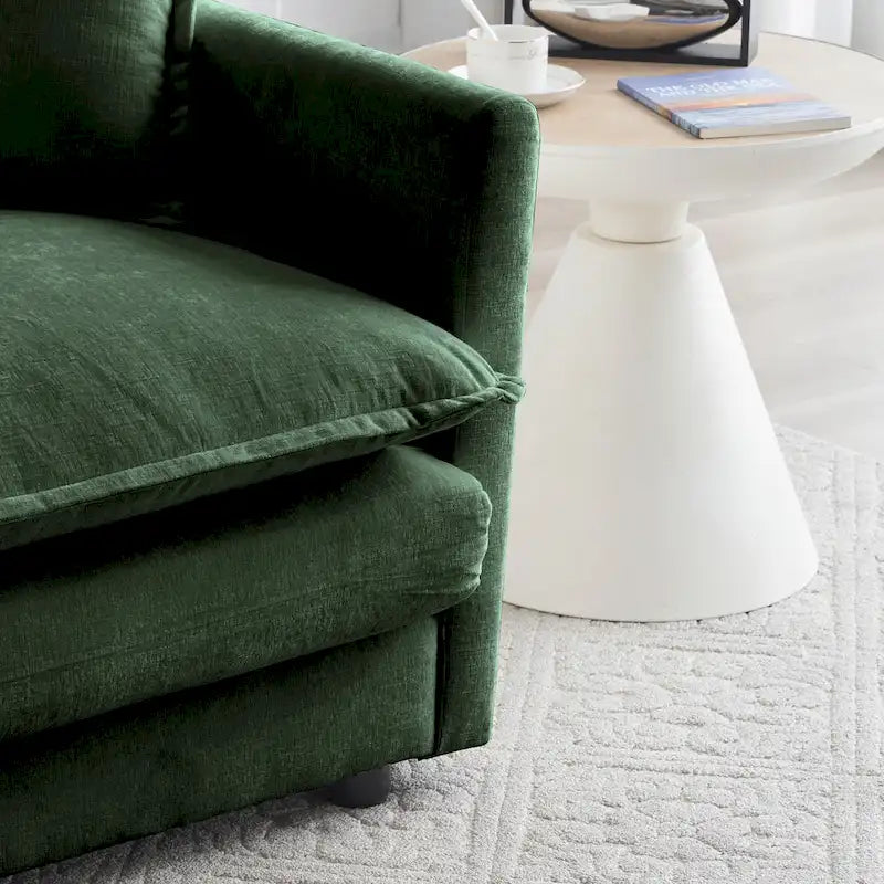 Canapé d'angle en U vert à 6 places avec 3 poufs et oreillers