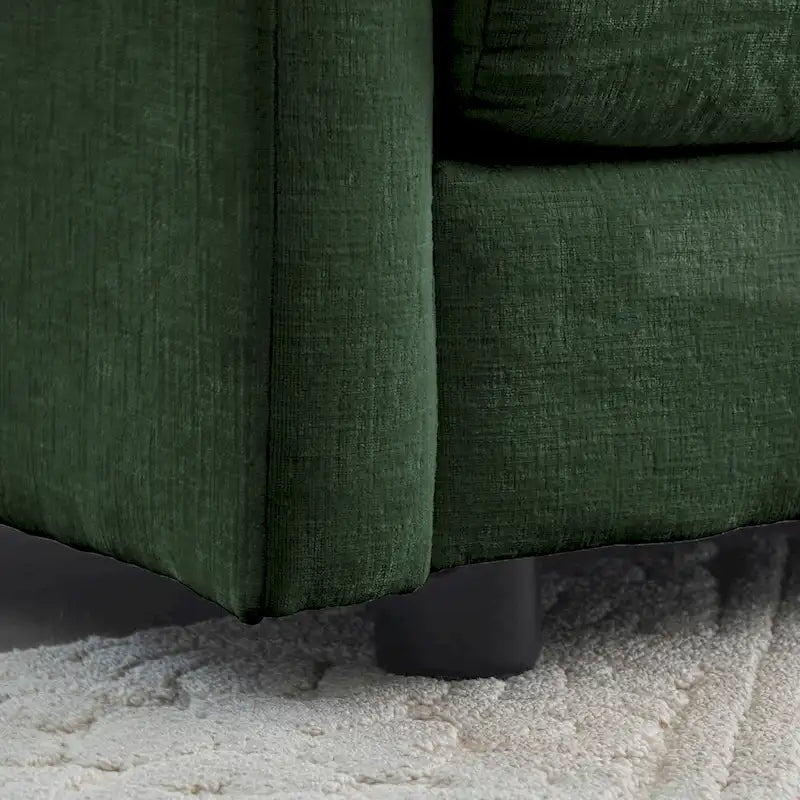 Canapé d'angle en U vert à 6 places avec 3 poufs et oreillers