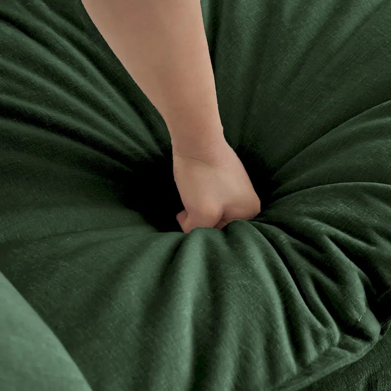 Canapé d'angle en U vert à 6 places avec 3 poufs et oreillers