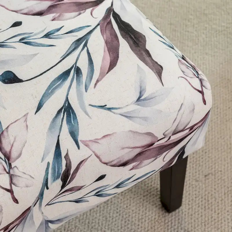 Fauteuil d'appoint capitonné Floral Violet 29,13 po avec pieds en bois