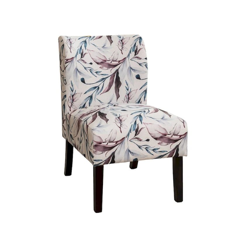 Fauteuil d'appoint capitonné Floral Violet 29,13 po avec pieds en bois