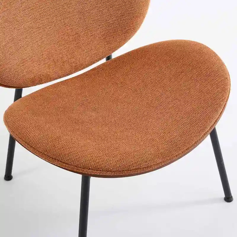 Chaise d'appoint Mid-Century Modern Shell Chair Trépied, Chaise longue en tissu orange avec finition noyer et dossier confortable