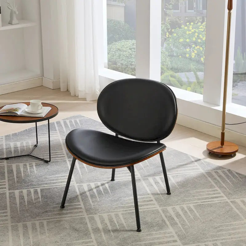 Chaise d'appoint Mid-Century Modern Shell Chair Trépied, Chaise longue en tissu orange avec finition noyer et dossier confortable