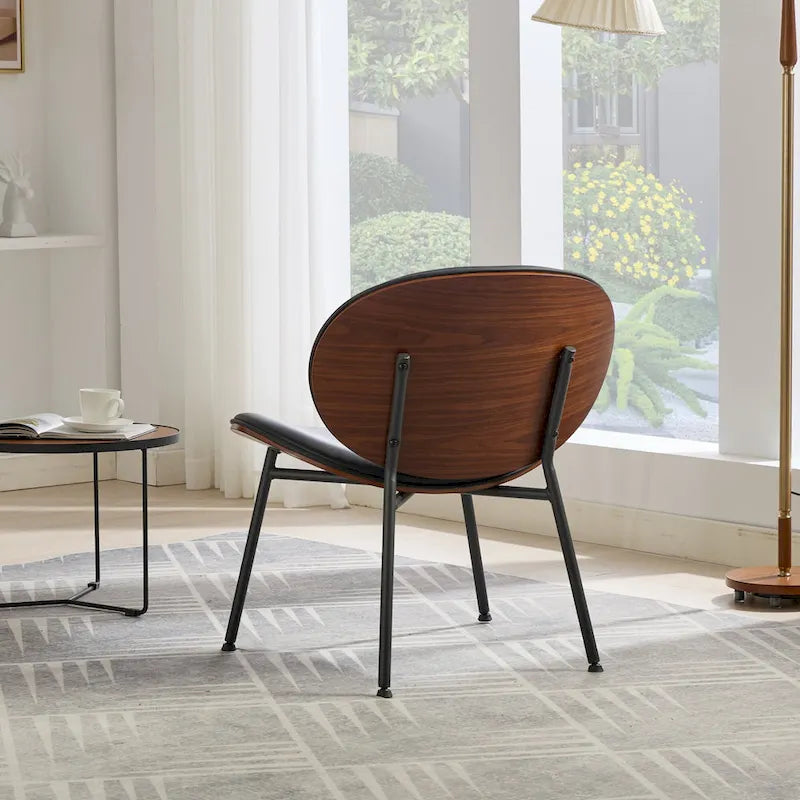 Chaise d'appoint Mid-Century Modern Shell Chair Trépied, Chaise longue en tissu orange avec finition noyer et dossier confortable