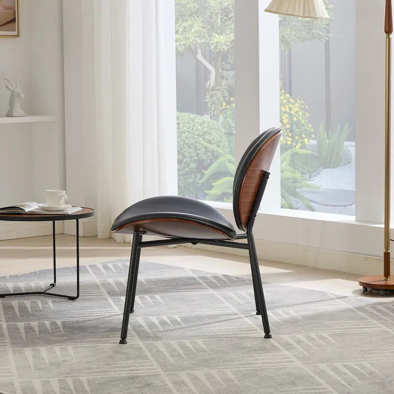 Chaise d'appoint Mid-Century Modern Shell Chair Trépied, Chaise longue en tissu orange avec finition noyer et dossier confortable