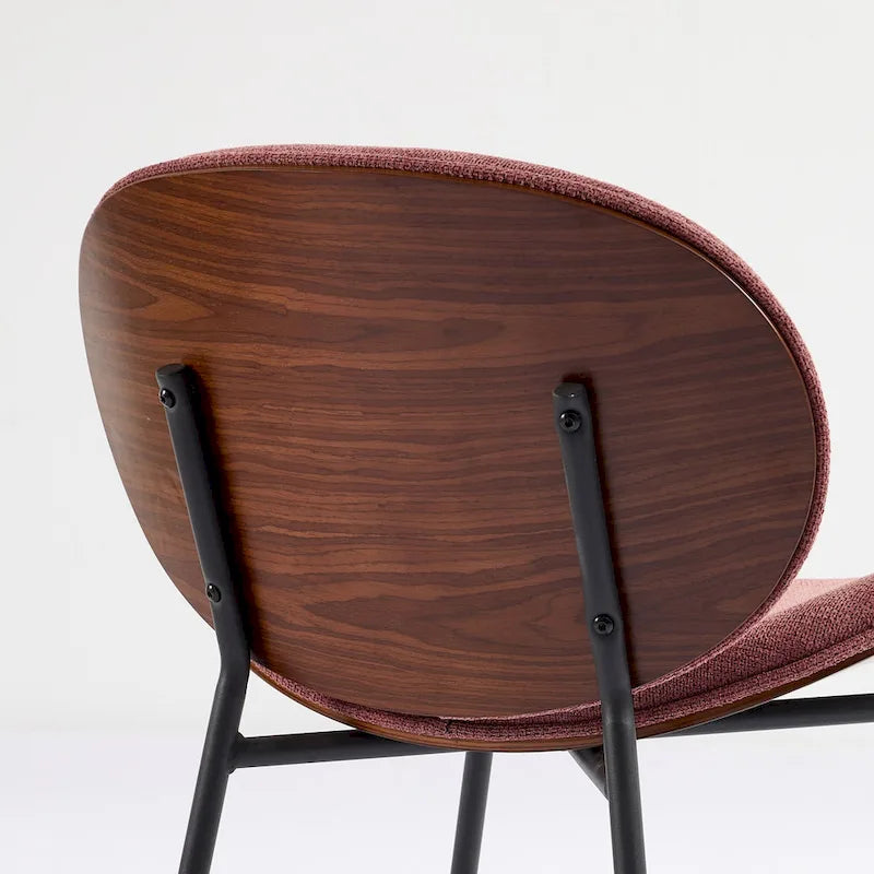 Chaise d'appoint Mid-Century Modern Shell Chair Trépied, Chaise longue en tissu orange avec finition noyer et dossier confortable