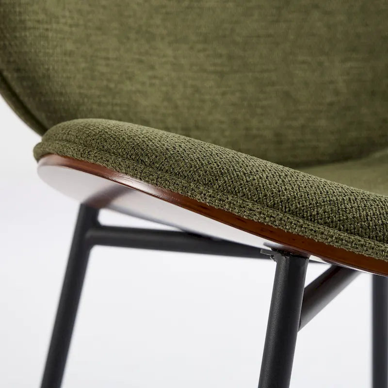 Chaise d'appoint Mid-Century Modern Shell Chair Trépied, Chaise longue en tissu orange avec finition noyer et dossier confortable