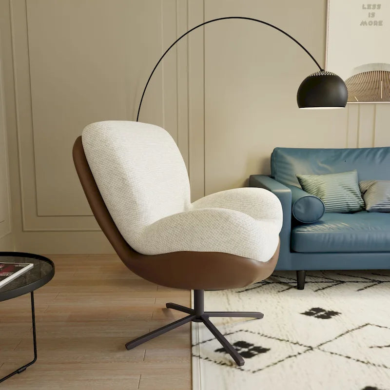 Swivel Accent Chair with Metal Base – 360° Lounge & Reading Chair
