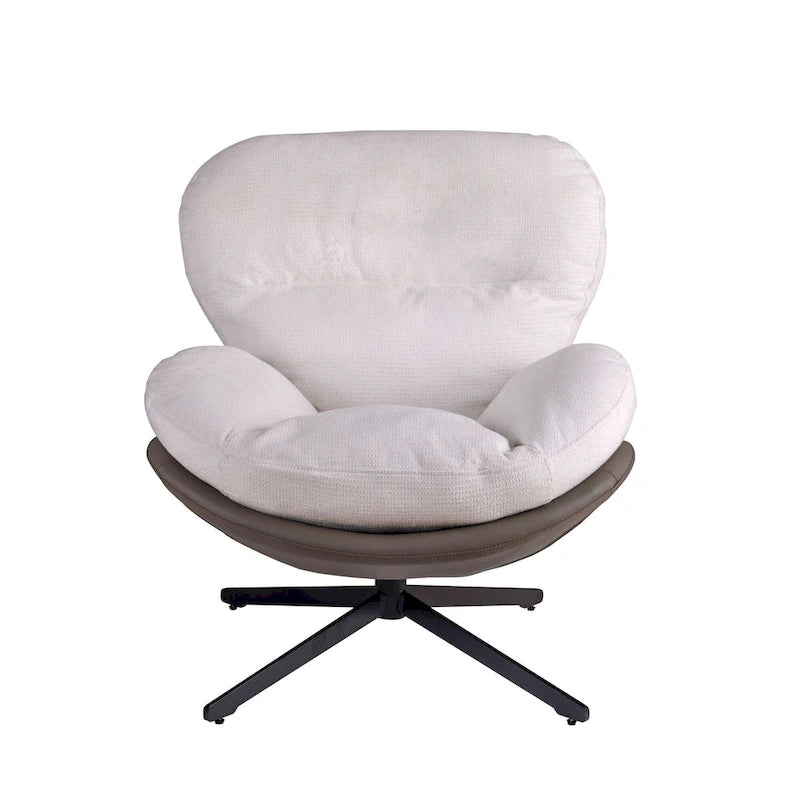Fauteuil d'appoint pivotant, fauteuil de salon avec structure en métal, fauteuil de relaxation confortable à siège unique, fauteuil de lecture pivotant à 360 degrés.