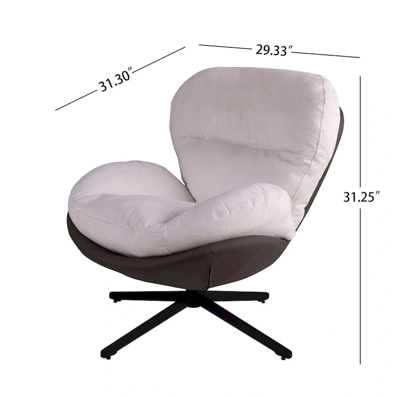 Fauteuil d'appoint pivotant, fauteuil de salon avec structure en métal, fauteuil de relaxation confortable à siège unique, fauteuil de lecture pivotant à 360 degrés.