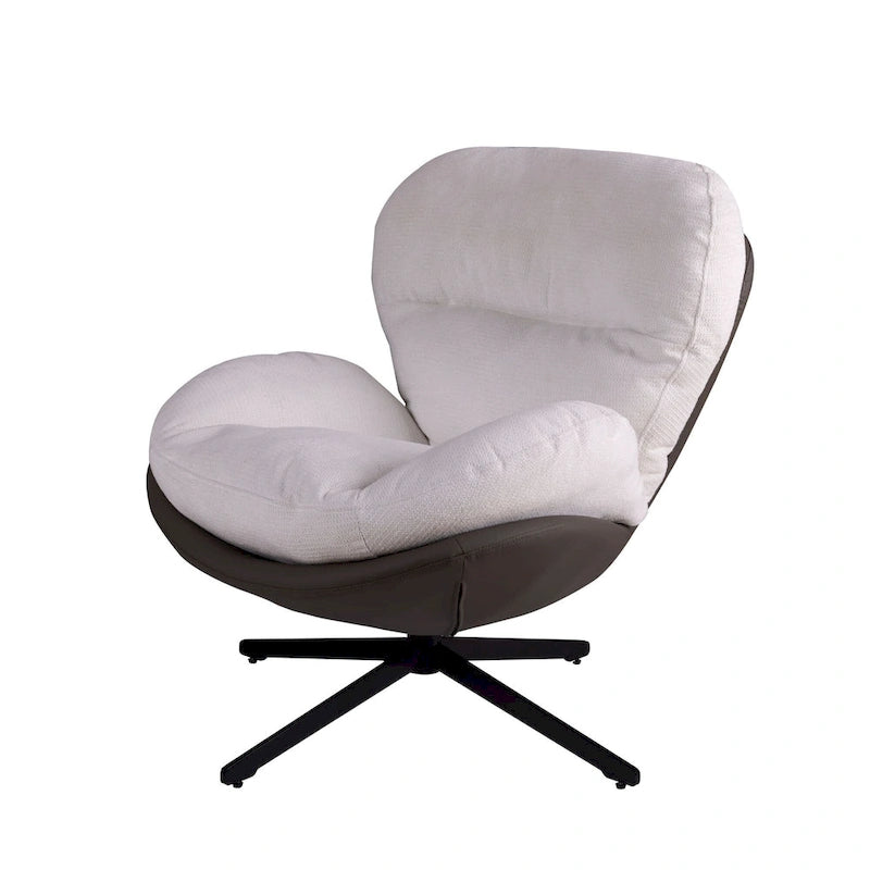 Fauteuil d'appoint pivotant, fauteuil de salon avec structure en métal, fauteuil de relaxation confortable à siège unique, fauteuil de lecture pivotant à 360 degrés.