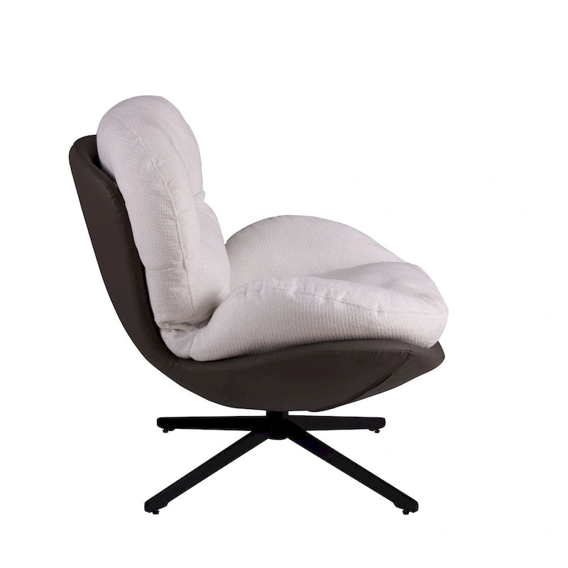 Fauteuil d'appoint pivotant, fauteuil de salon avec structure en métal, fauteuil de relaxation confortable à siège unique, fauteuil de lecture pivotant à 360 degrés.