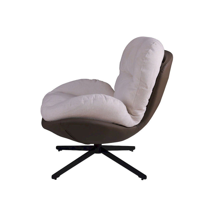 Fauteuil d'appoint pivotant, fauteuil de salon avec structure en métal, fauteuil de relaxation confortable à siège unique, fauteuil de lecture pivotant à 360 degrés.