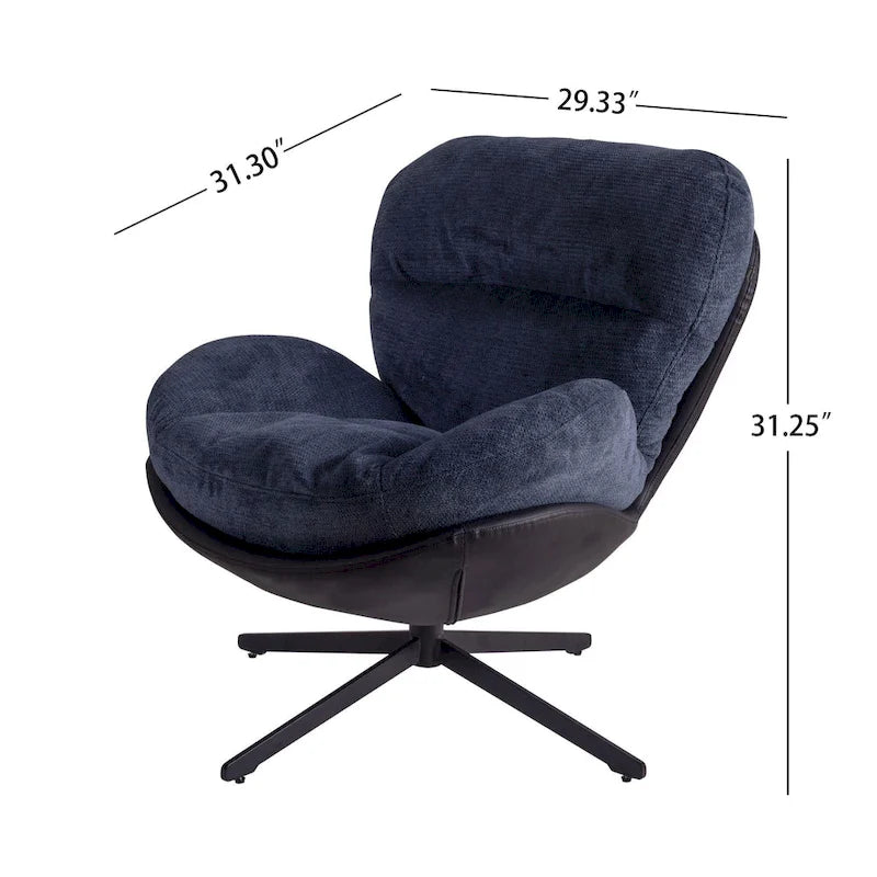 Fauteuil d'appoint pivotant, fauteuil de salon avec structure en métal, fauteuil de relaxation confortable à siège unique, fauteuil de lecture pivotant à 360 degrés.