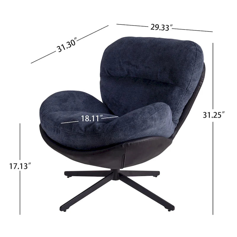 Fauteuil d'appoint pivotant, fauteuil de salon avec structure en métal, fauteuil de relaxation confortable à siège unique, fauteuil de lecture pivotant à 360 degrés.
