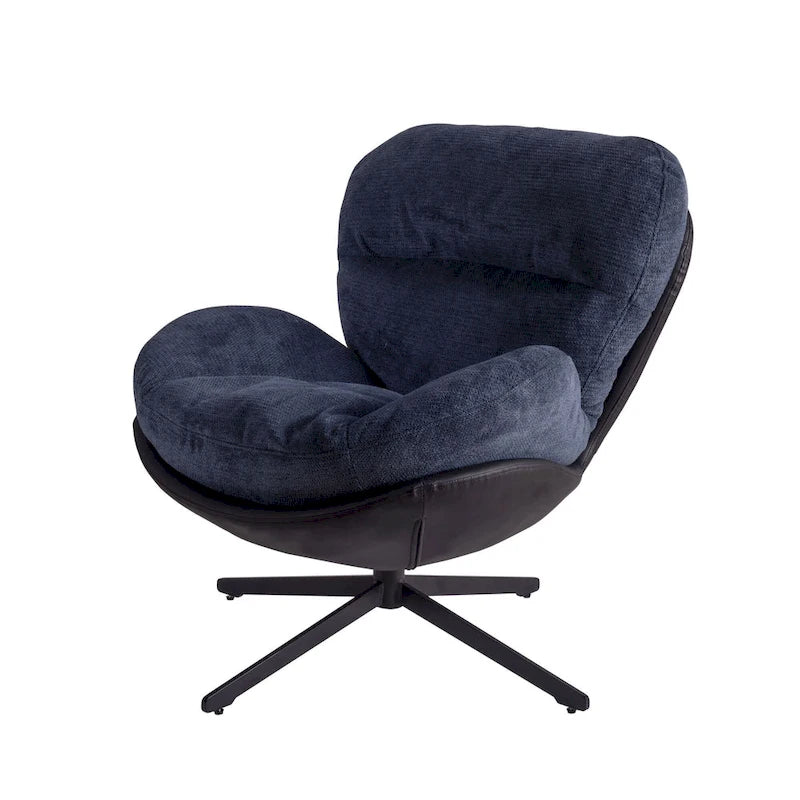 Fauteuil d'appoint pivotant, fauteuil de salon avec structure en métal, fauteuil de relaxation confortable à siège unique, fauteuil de lecture pivotant à 360 degrés.