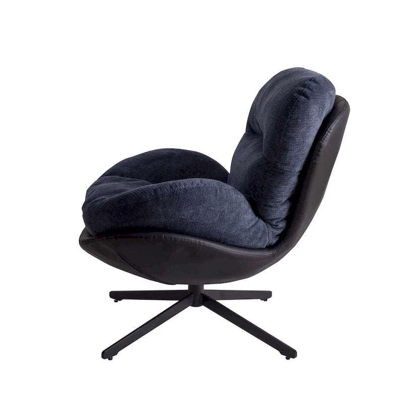 Fauteuil d'appoint pivotant, fauteuil de salon avec structure en métal, fauteuil de relaxation confortable à siège unique, fauteuil de lecture pivotant à 360 degrés.