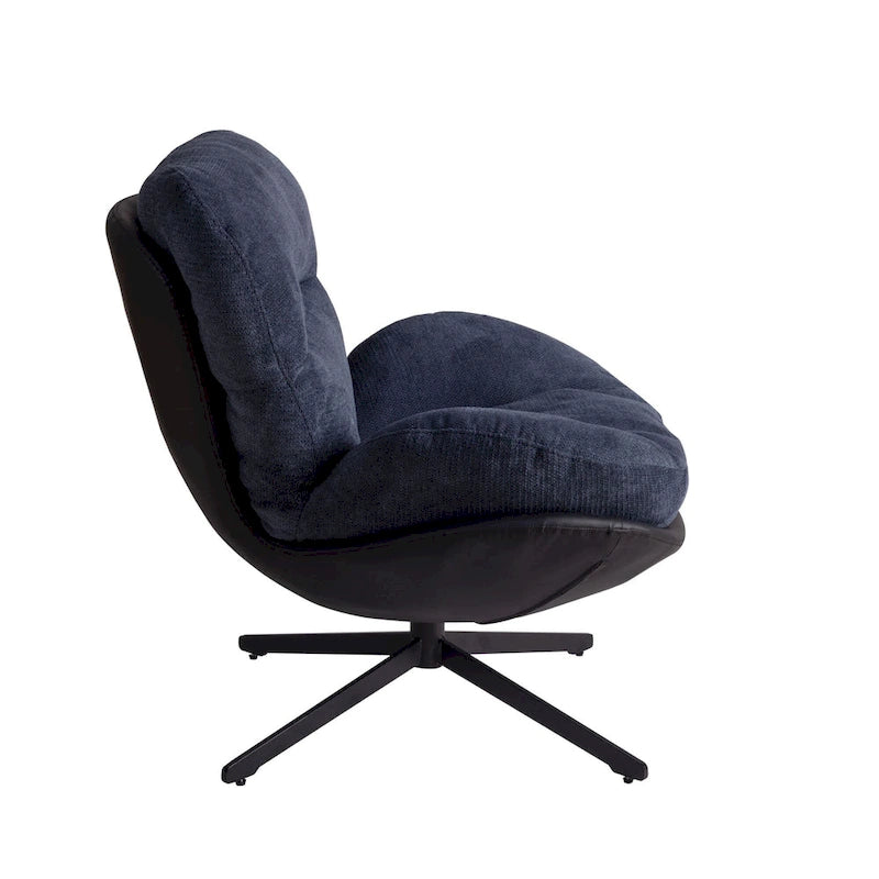 Fauteuil d'appoint pivotant, fauteuil de salon avec structure en métal, fauteuil de relaxation confortable à siège unique, fauteuil de lecture pivotant à 360 degrés.