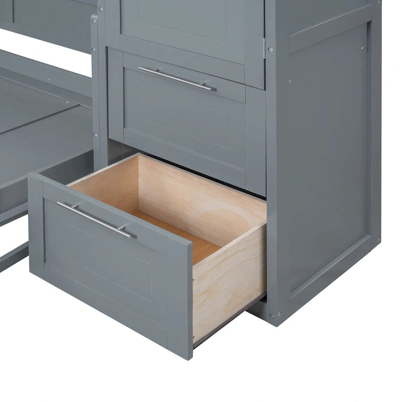 Lit escamotable Queen Size avec armoire et tiroirs