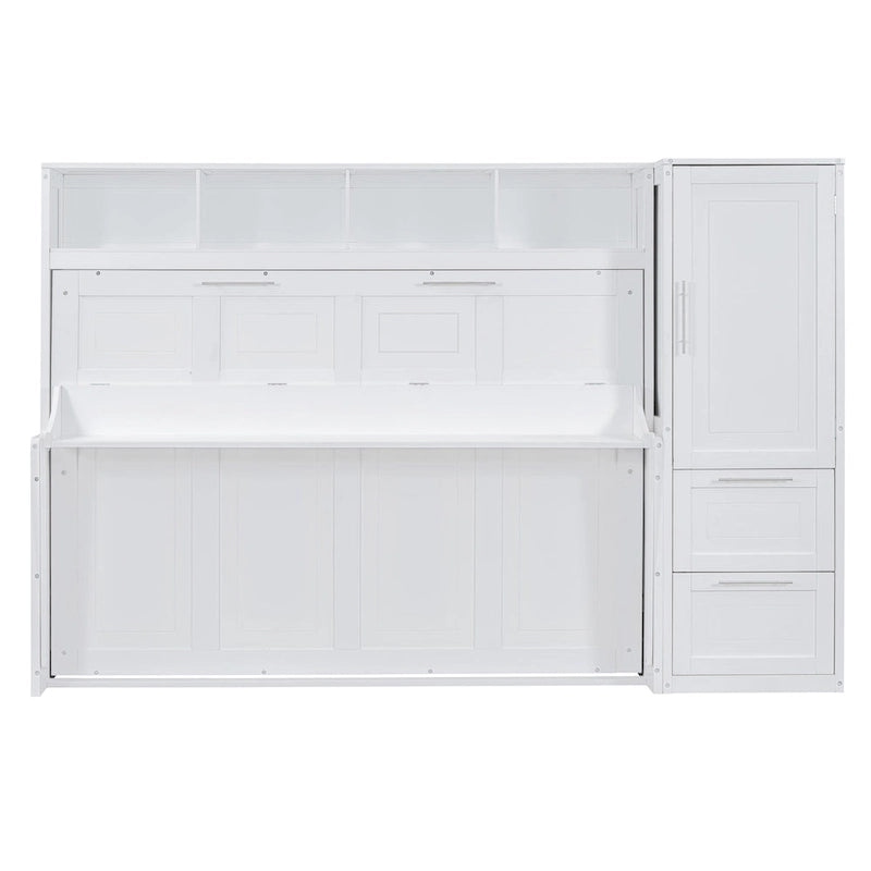 Lit escamotable Queen Size avec armoire et tiroirs