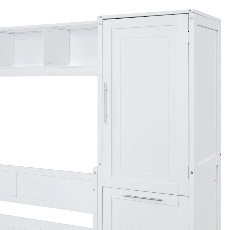 Lit escamotable Queen Size avec armoire et tiroirs
