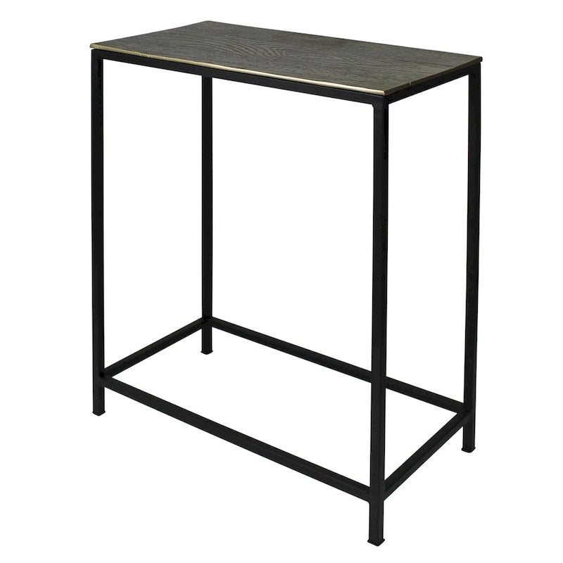 Ensemble de trois tables gigognes en laiton, aluminium noir et fer – 11,5' x 26' x 21'