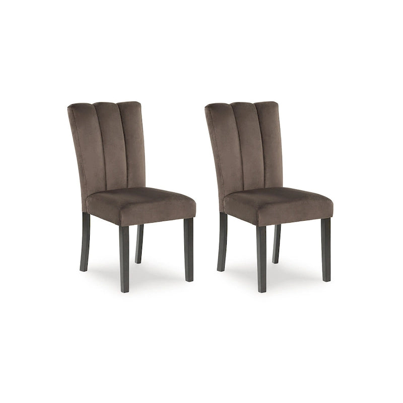 Chaise de salle à manger latérale rembourrée marron/noir (lot de 2) - 19.5 l x 23.25 P x 38.5 H