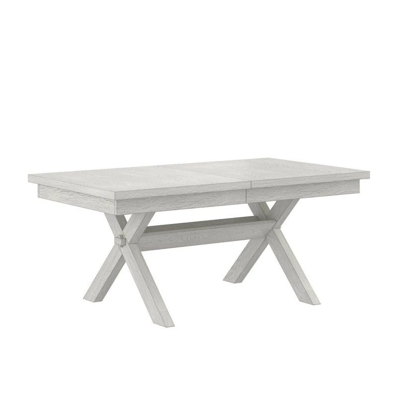 Table à manger rectangulaire extensible en bois massif moderne de 90 pouces
