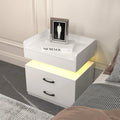 Table de chevet avec bande lumineuse LED réglable et 2 tiroirs