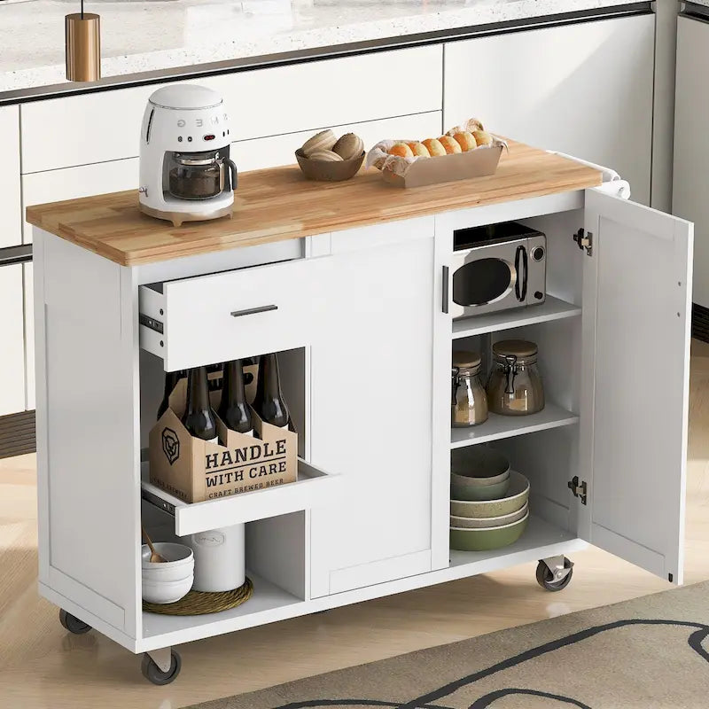Îlot de cuisine avec plan de travail rabattable (tabouret non inclus)