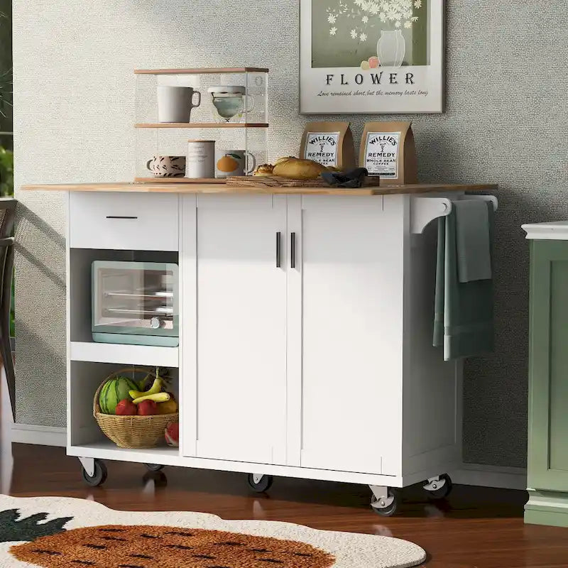 Îlot de cuisine avec plan de travail rabattable (tabouret non inclus)