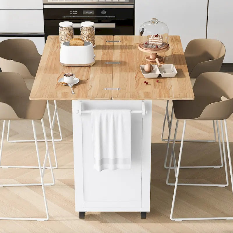 Îlot de cuisine avec plan de travail rabattable (tabouret non inclus)