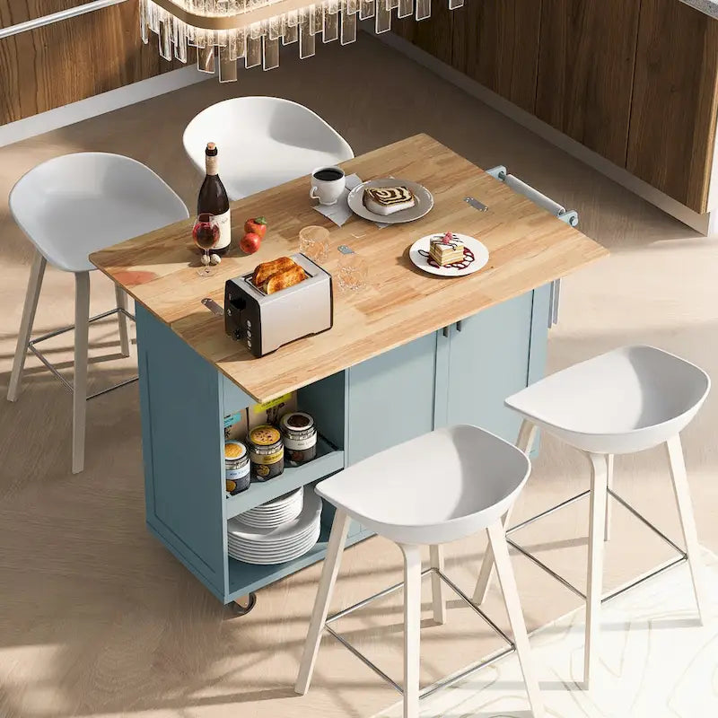 Îlot de cuisine avec plan de travail rabattable (tabouret non inclus)