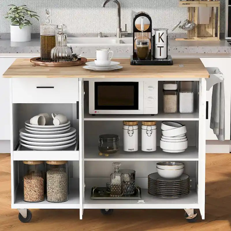 Îlot de cuisine avec plan de travail rabattable (tabouret non inclus)