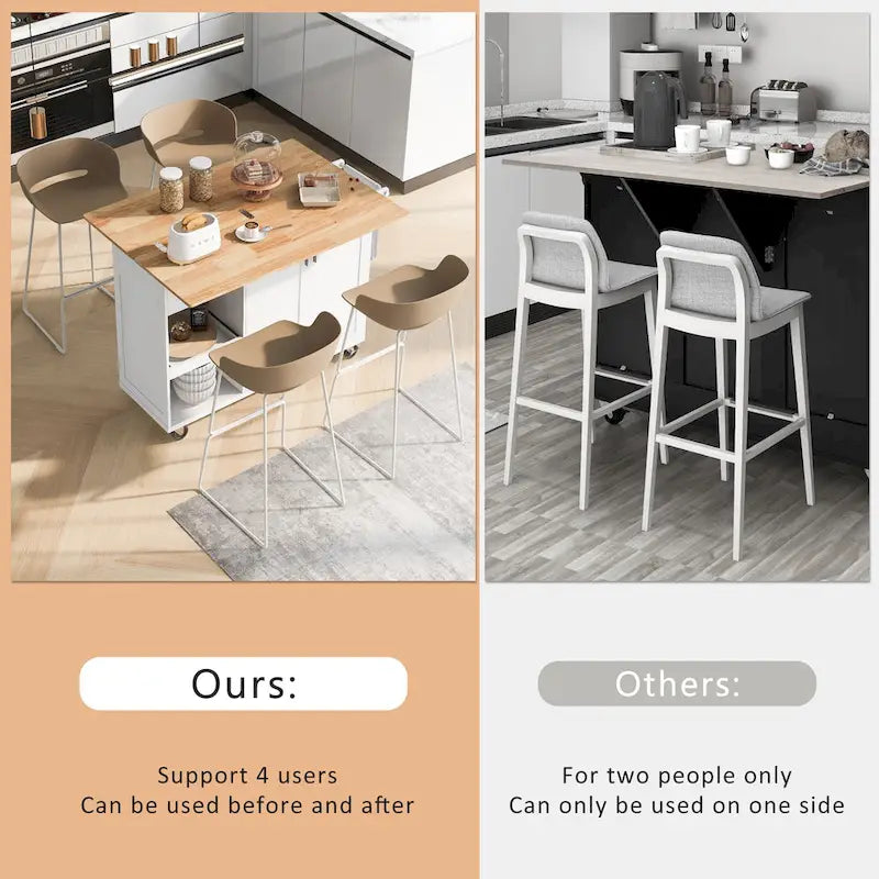 Îlot de cuisine avec plan de travail rabattable (tabouret non inclus)