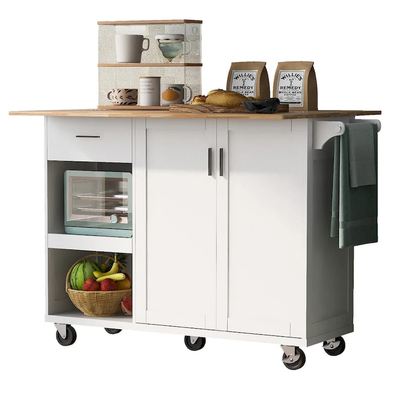 Îlot de cuisine avec plan de travail rabattable (tabouret non inclus)