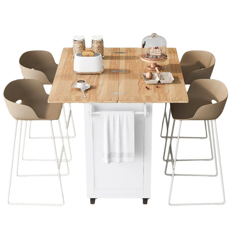 Îlot de cuisine avec plan de travail rabattable (tabouret non inclus)