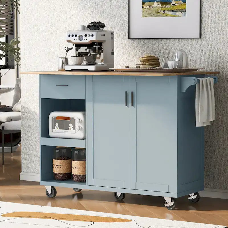 Îlot de cuisine avec plan de travail rabattable (tabouret non inclus)