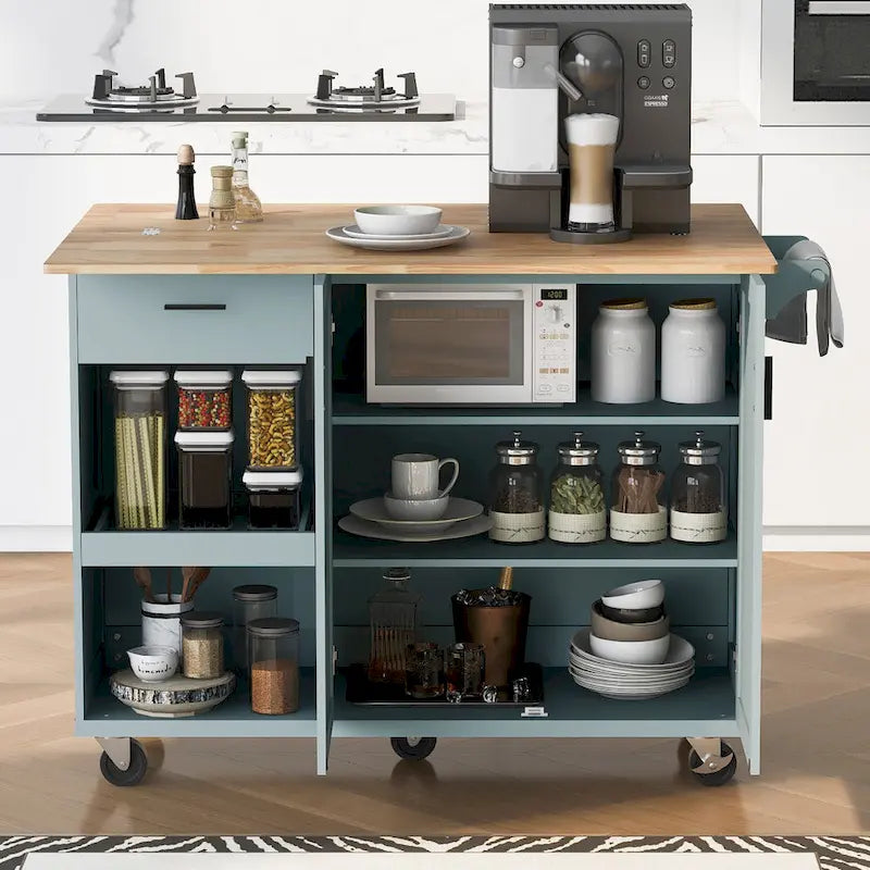 Îlot de cuisine avec plan de travail rabattable (tabouret non inclus)