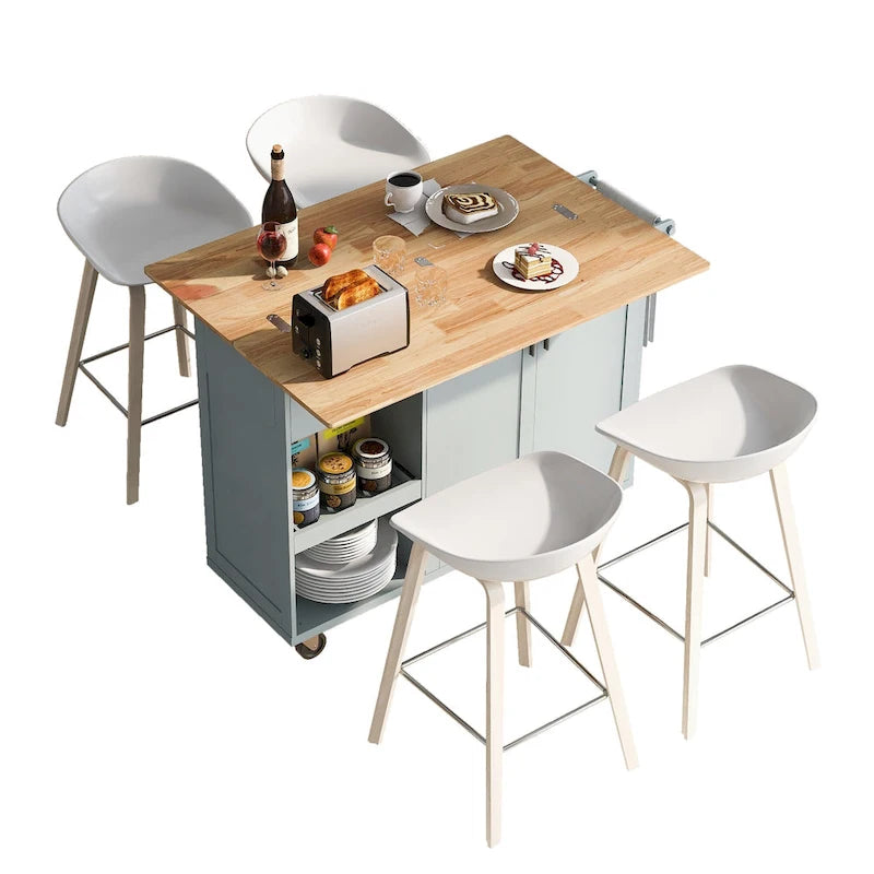 Îlot de cuisine avec plan de travail rabattable (tabouret non inclus)