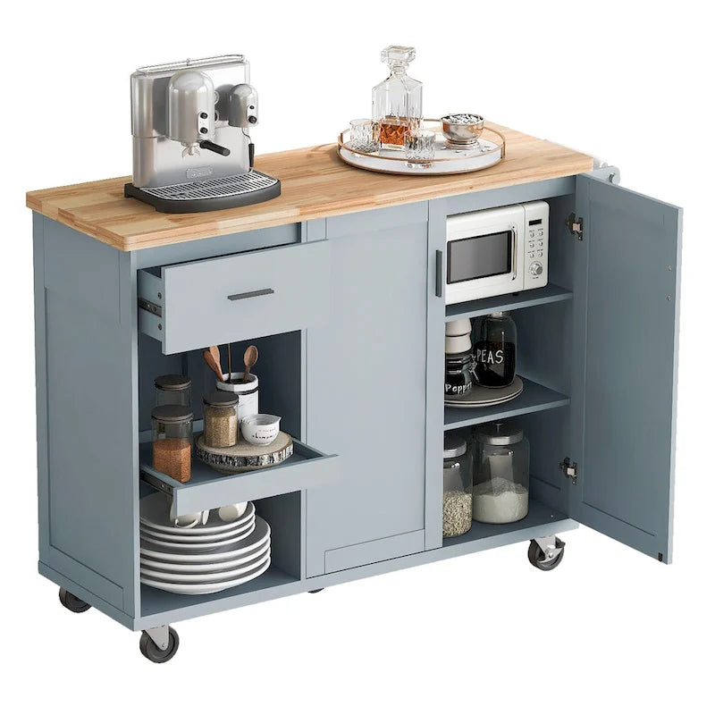 Îlot de cuisine avec plan de travail rabattable (tabouret non inclus)