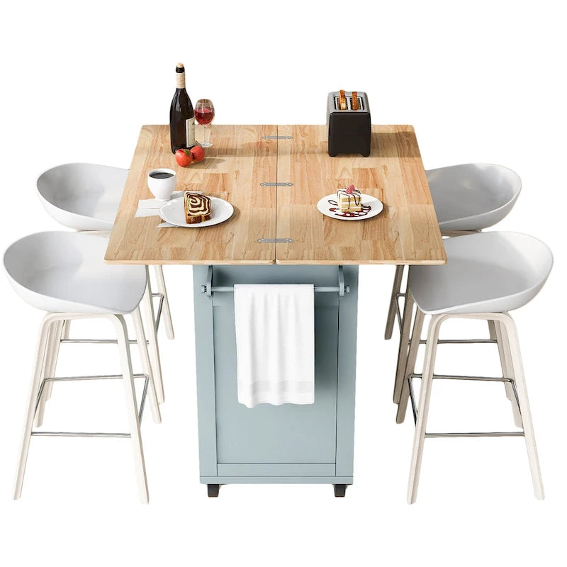 Îlot de cuisine avec plan de travail rabattable (tabouret non inclus)