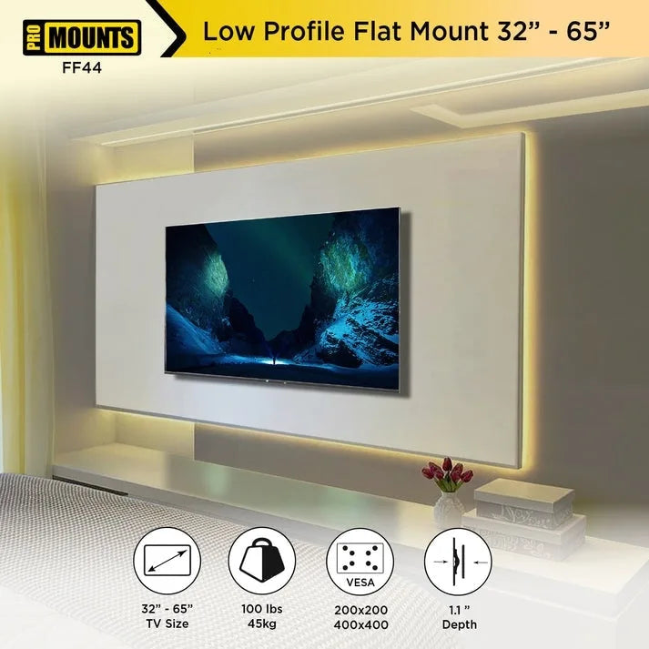 Support mural TV fixe/plat pour téléviseurs 32-65 po - 17,13 x 1,1 x 18,86 po