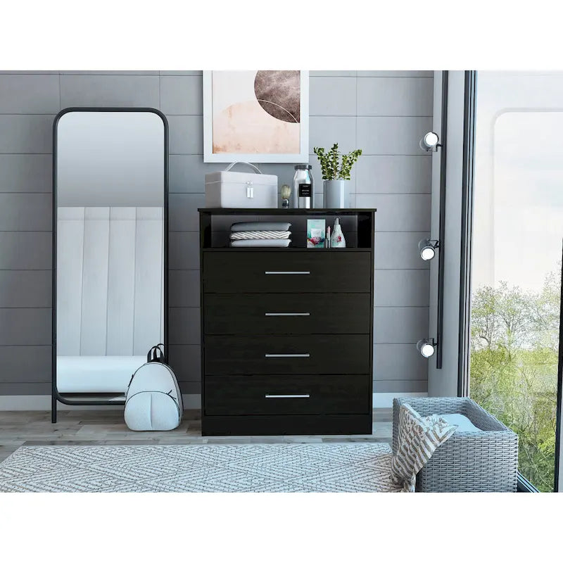 Commode continentale à 4 tiroirs avec quincaillerie métallique