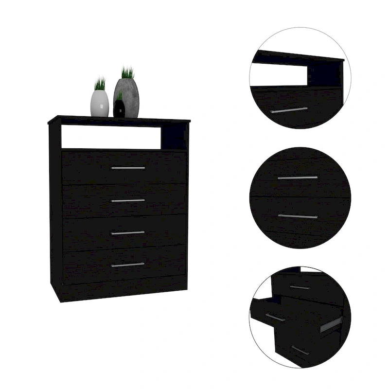 Commode continentale à 4 tiroirs avec quincaillerie métallique
