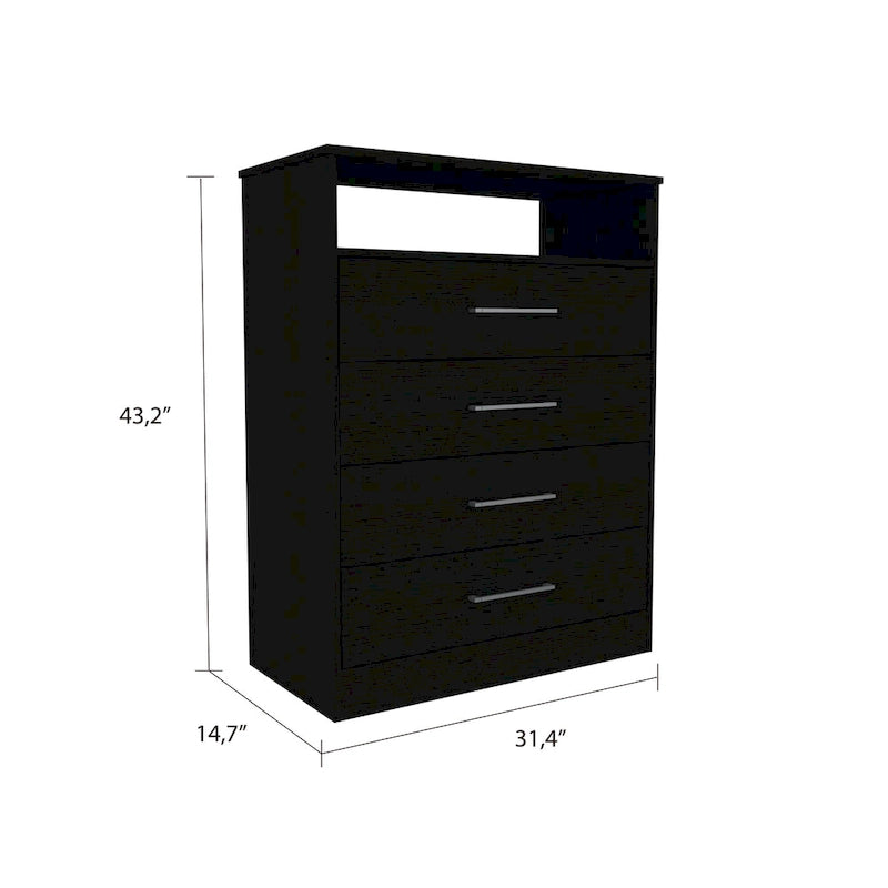 Commode continentale à 4 tiroirs avec quincaillerie métallique