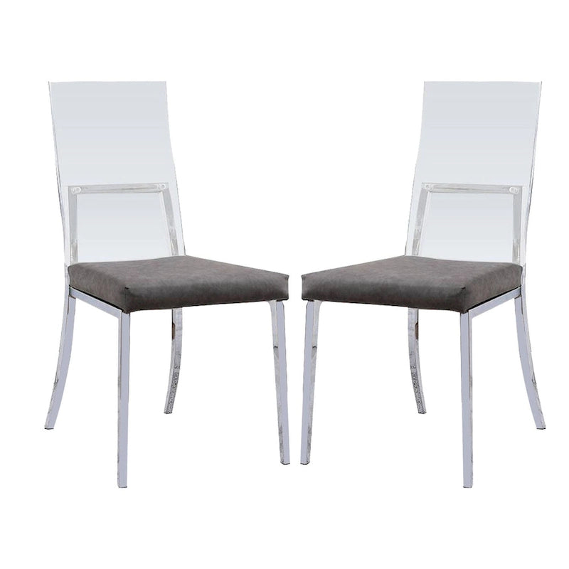 Ensemble de 2 chaises de salle à manger en acrylique, similicuir et métal