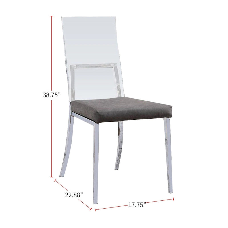 Ensemble de 2 chaises de salle à manger en acrylique, similicuir et métal
